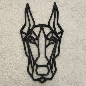 Dřevěný geometrický obraz Dobrmana, menší