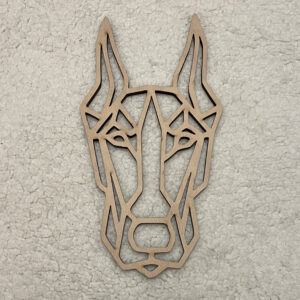 Dřevěný geometrický obraz Dobrmana, menší