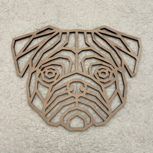 Dřevěný geometrický obraz Mopsíka, menší